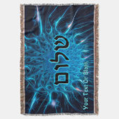 Shalom op Blue Fractal Deken (Voorkant Verticaal)