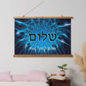 Shalom op Blue Fractal Hangend Wandkleed (Slaapkamer)