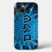 Shalom op Blue Fractal Hoesje-Mate iPhone Case (Achterkant)