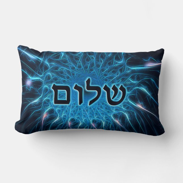 Shalom op Blue Fractal Kussen (Voorkant)