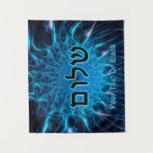 Shalom op Blue Fractal Wandkleed (Voorkant)
