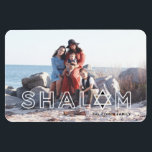 Shalom Star Hanoukka Magnet<br><div class="desc">Ce Photo Hanoukka Magnet avec le mot Shalom et l'étoile de David est un cadeau parfait cette saison de vacances. Recherchez les produits de coordination de Parcel Studios.</div>