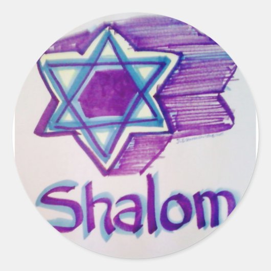 Shalom Star van David products Ronde Sticker (Voorkant)