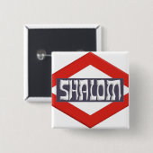 Shalom Vierkante Button 5,1 Cm (Voorkant /achterkant)
