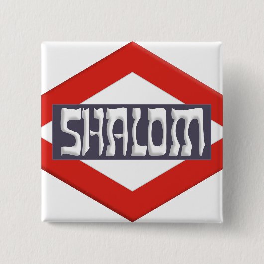 Shalom Vierkante Button 5,1 Cm (Voorkant)