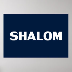 Shalom, Vrede, marineblauw wit, modern eenvoudig Poster