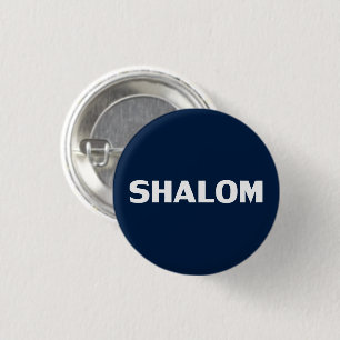 Shalom, Vrede, marineblauw wit, modern eenvoudig Ronde Button 3,2 Cm