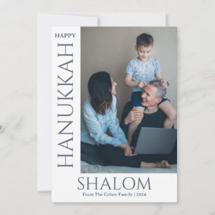 Shalom White Letter Hanukkah familiefoto Feestdagenkaart