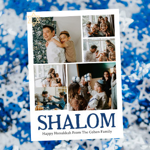 Shalom Witte Brief Chanoeka familie foto Collage Feestdagenkaart