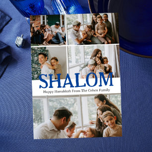 Shalom Witte Brief Chanoeka familie foto Collage Feestdagenkaart