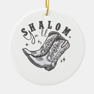 Shalom Y'all Cowboy Joods Hanukka Westen Keramisch Ornament