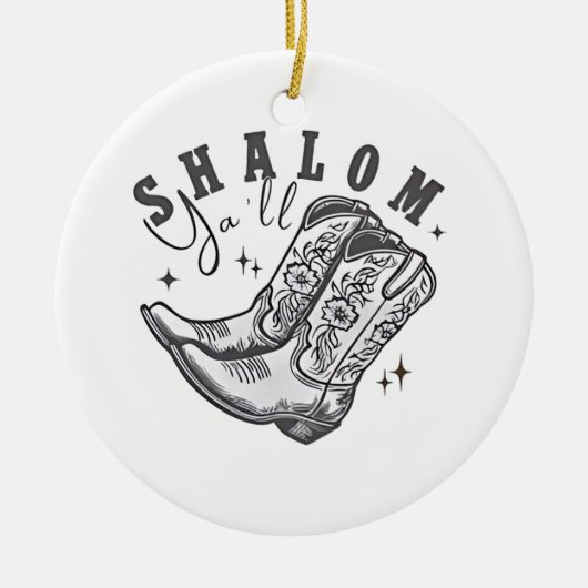 Shalom Y'all Cowboy Joodse Chanoeka West Keramisch Ornament (Voorkant)