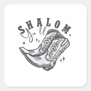 Shalom Y'all Cowboy Joodse Chanoeka West Vierkante Sticker