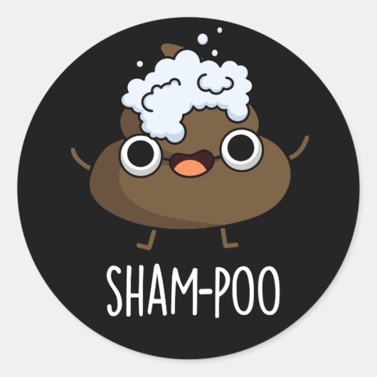 Sham-poo Funny Poop met Shampoo Pun Dark BG Ronde Sticker (Voorkant)