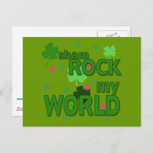 Sham Rock Mijn Wereld Met Shamrocks Briefkaart (Voorkant / Achterkant)