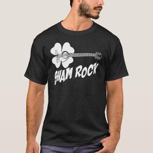 Sham Rock St Patricks Day Funny Shamrock Guitar T-shirt (Voorkant)