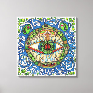 Shaman Spirit:  Blue Frog-Eye Shaman Medicine Canvas Afdruk