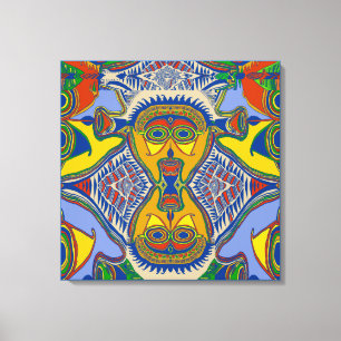 Shaman Tribale Masker Canvas Afdruk