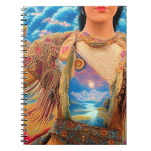 Shaman vrouw, luchten, mooie kunst. notitieboek