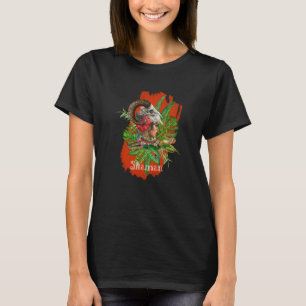 Shaman-vrouw met dierlijke schedel t-shirt