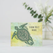 Shamanic Zee Turtle Symbol + uw ideeën en tekst Briefkaart (Staand voorkant)
