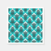Shamanic Zee Turtles Pattern - cyaan