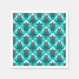 Shamanic Zee Turtles Pattern - cyan + jouw idee Servet