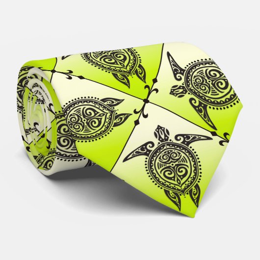 Shamanic Zee Turtles Pattern - green Stropdas (Opgerold)