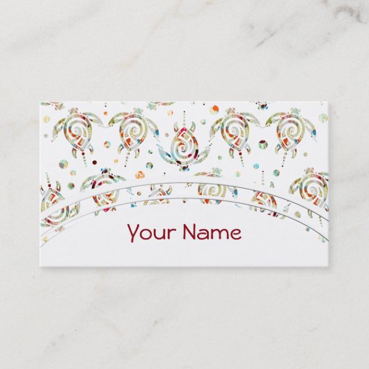 Shamanic Zee Turtles Pattern + je backgr. kleur Visitekaartje (Voorkant)