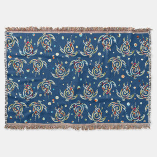 Shamanic Zee Turtles Pattern + uw achtergrondkleur Deken