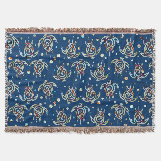 Shamanic Zee Turtles Pattern + uw achtergrondkleur Deken (Voorkant)