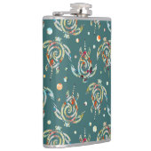 Shamanic Zee Turtles Pattern + uw achtergrondkleur Heupfles (Rechts)