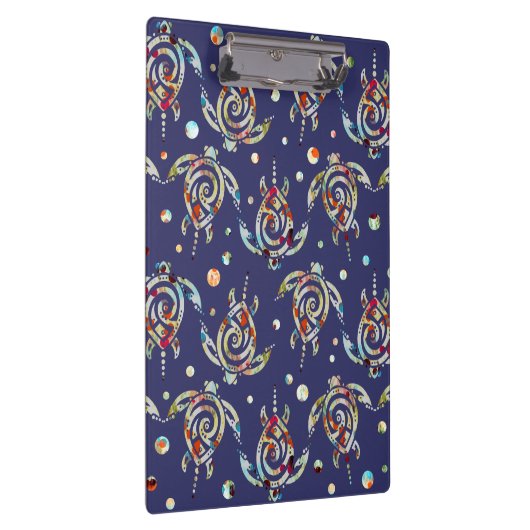 Shamanic Zee Turtles Pattern + uw achtergrondkleur Klembord (Rechts)