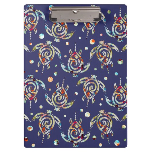 Shamanic Zee Turtles Pattern + uw achtergrondkleur Klembord (Voorkant)