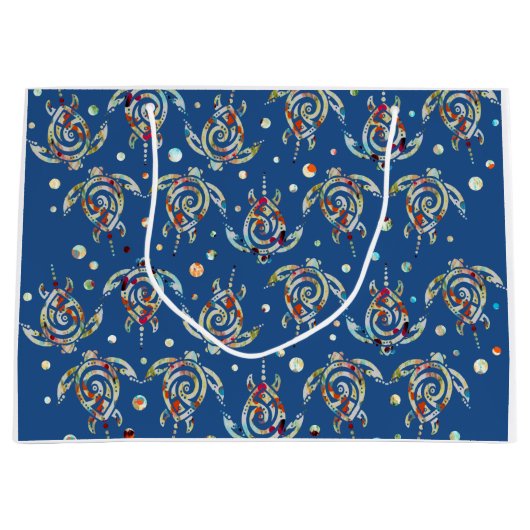 Shamanic Zee Turtles Pattern + uw achtergrondkleur Large Cadeautasje (Voorkant)