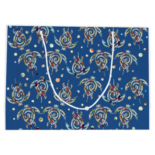 Shamanic Zee Turtles Pattern + uw achtergrondkleur Large Cadeautasje (Achterkant)