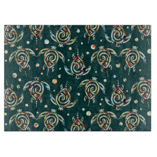 Shamanic Zee Turtles Pattern + uw achtergrondkleur Snijplank (Voorkant)