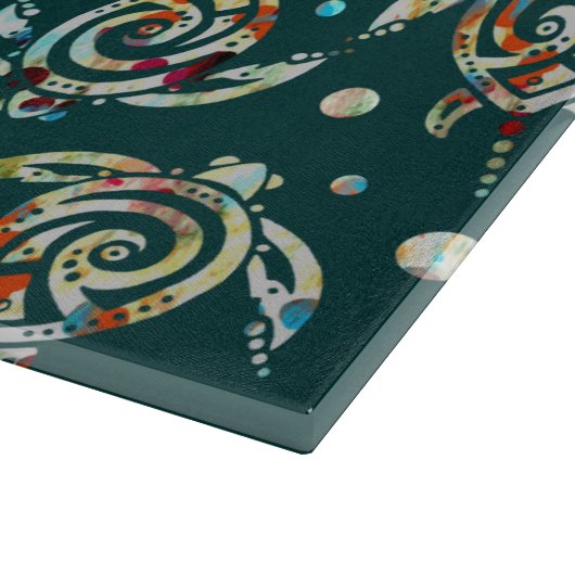 Shamanic Zee Turtles Pattern + uw achtergrondkleur Snijplank (Hoek)