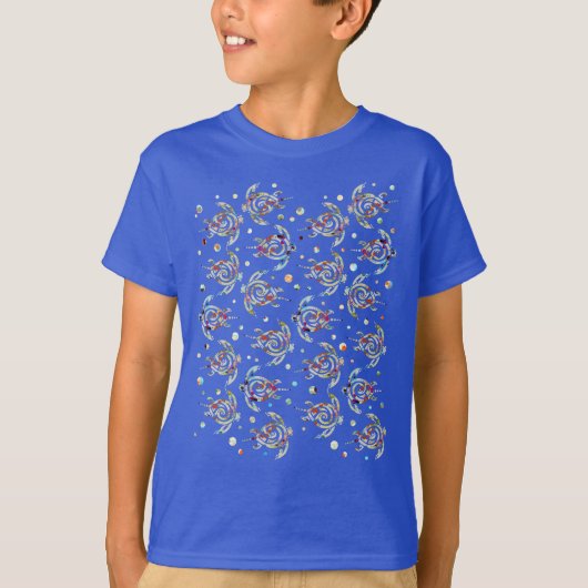 Shamanic Zee Turtles Pattern + uw achtergrondkleur T-shirt (Voorkant)
