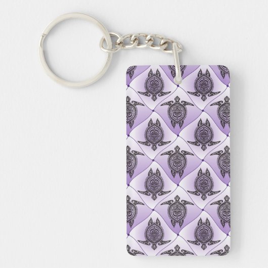 Shamanic Zee Turtles Pattern - violet Sleutelhanger (Voorkant)