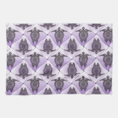 Shamanic Zee Turtles Pattern - violet Theedoek (Horizontaal)