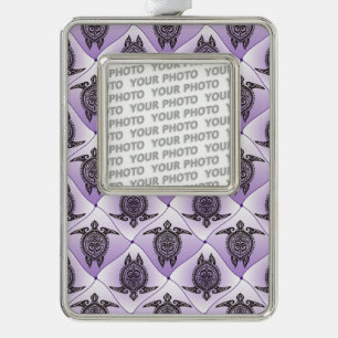 Shamanic Zee Turtles Pattern - violet Verzilverd Kader Ornament