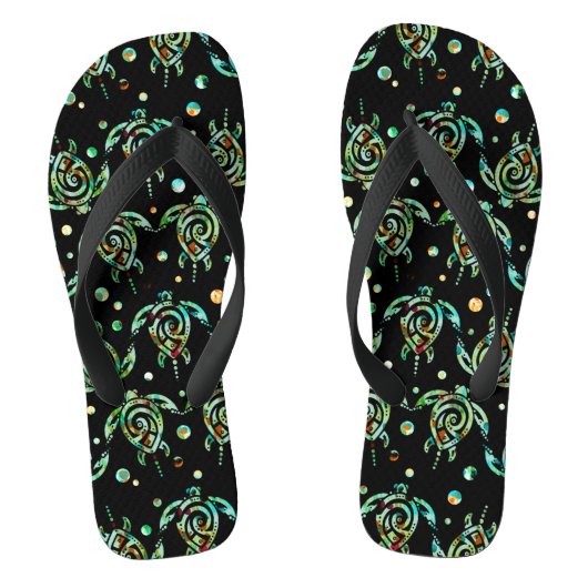 Shamanic Zee Turtles Seamless Pattern + jouw rug. Teenslippers (Voetbed)