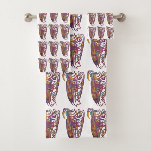 ShamanicBIRD Mask Bath Towel Set Bad Handdoek (Insitu)
