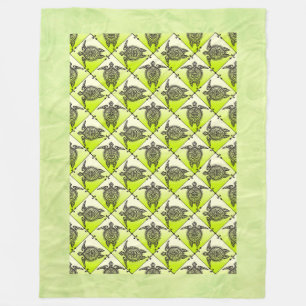 Shamanistische Zee Schildpadden Patroon - groen Fleece Deken