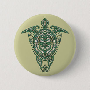 Shamanistische Zeeschildpad Symbool + jouw ideeën Ronde Button 5,7 Cm