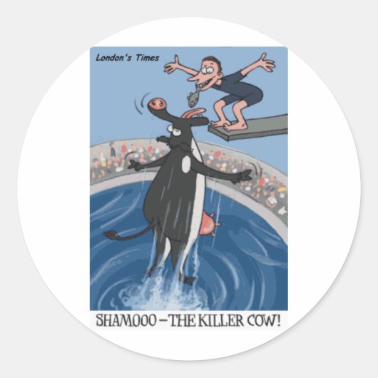 Shamooo Funny Koe Gifts & Collectibles Ronde Sticker (Voorkant)