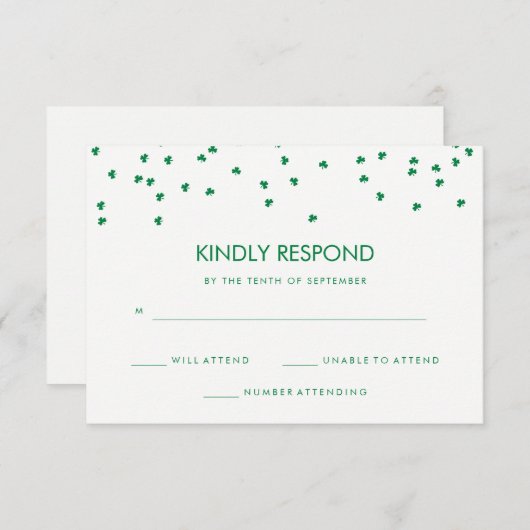 Shamrock à thème irlandais Confetti | Réponse mari (Devant / Derrière)