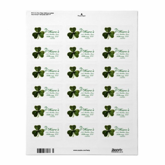 Shamrock Adresetiketten Custom Etiket (Full Sheet)