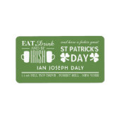 Shamrock and Beer Irish St Patrick's Day Etiket (Voorkant)